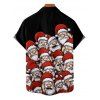 Christmas Santa Claus Print Spaghetti Strap V Neck Mini Dress And Short Sleeve Shirt Xmas Outfit - Noir S | US 4