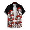 Christmas Santa Claus Print Spaghetti Strap V Neck Mini Dress And Short Sleeve Shirt Xmas Outfit - Noir S | US 4