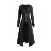 Punk Gothic Hooded Coat and Buckle Grommet Waist Long Pants Outfit - Noir S | US 4