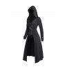 Punk Gothic Hooded Coat and Buckle Grommet Waist Long Pants Outfit - Noir S | US 4