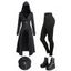 Gothic Punk Hooded Coat and Buckle Grommet Long Pants Chain Decor Chunky Sole Black Martin Zipper Boots Outfit - Noir S | US 4