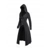 Gothic Punk Hooded Coat and Buckle Grommet Long Pants Chain Decor Chunky Sole Black Martin Zipper Boots Outfit - Noir S | US 4