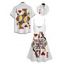 Playing Card Print V Neck High Waist Spaghetti Strap Dress and Roll Up Sleeve Shirt Outfit - Blanc S | US 4