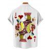 Men's Jack of Heart Poker Card Print Roll Up Sleeve Shirt Button Up Short Sleeve Casual Shirt