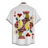 Chemise Décontractée Boutonnée Cœur et Poker Imprimés à Manches Courtes - Rouge foncé 2XL