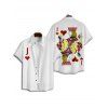 Chemise Décontractée Boutonnée Cœur et Poker Imprimés à Manches Courtes - Rouge foncé 2XL