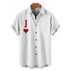 Chemise Décontractée Boutonnée Cœur et Poker Imprimés à Manches Courtes - Rouge foncé 2XL