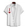 Chemise Décontractée Boutonnée Cœur et Poker Imprimés à Manches Courtes - Rouge foncé 4XL