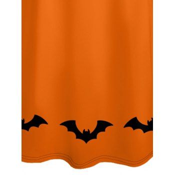 Contrast Pumpkin Bat Print Halloween Dress V Neck Spaghetti Strap A Line Dress