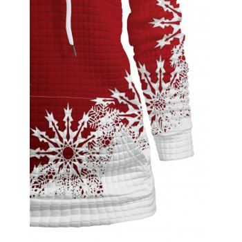 Christmas Snowflake Ball Print Casual Hoodie Textured Kangaroo Pocket Drawstring Hoodie