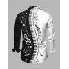 Chemise Boutonnée Note de Musique Imprimée Manches Longues à Col Relevé - Noir 5XL