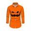 Chemise Décontractée D'Halloween Boutonnée Motif de Citrouille à Manches Longues - Orange XL