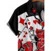 Chemise Gothique Rose et Carte Imprimées à Manches Courtes - Noir 4XL