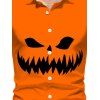 Chemise Décontractée D'Halloween Boutonnée Motif de Citrouille à Manches Longues - Orange 5XL