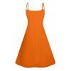 Robe D'Halloween Ligne A Citrouille Chauve-souris Imprimés Contrastée à Bretelle Fine - Orange XXXXXL | US 20