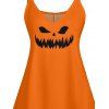 Robe D'Halloween Ligne A Citrouille Chauve-souris Imprimés Contrastée à Bretelle Fine - Orange XXXXXL | US 20