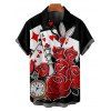 Playing Card Rose Clock Print Gothic Spaghetti Strap V Neck A Line Dress And Short Sleeve Shirt Outfit - Noir S | US 4