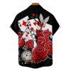 Playing Card Rose Clock Print Gothic Spaghetti Strap V Neck A Line Dress And Short Sleeve Shirt Outfit - Noir S | US 4