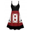 Playing Card Print V Neck Spaghetti Strap Dress And Short Sleeve Shirt Casual Outfit - Noir S | US 4