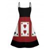 Playing Card Print V Neck Spaghetti Strap Dress And Short Sleeve Shirt Casual Outfit - Noir S | US 4