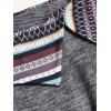 Heathered Tribal Rainbow Stripe Print Lace Up Knit Dress And Zip Up Chunky Heel Boots Drop Earrings Outfit - Gris S | US 4