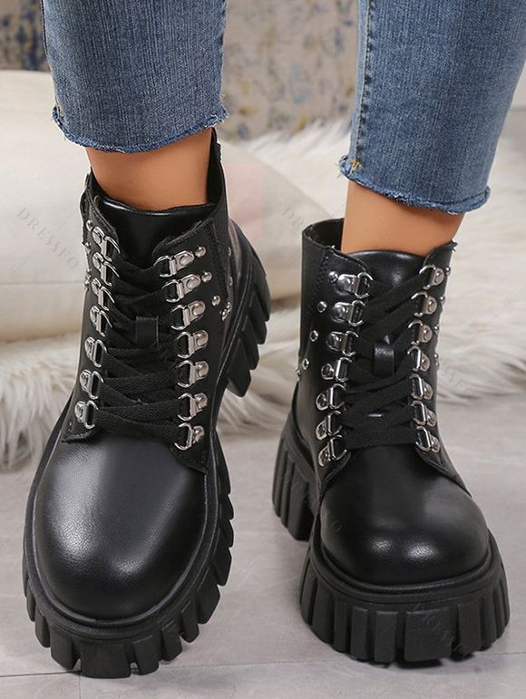 Plaid Panel Belted Cowl Neck Asymmetric Hooded Dress And Platform Sole Martin Boots Hollow Out Drop Earrings Outfit - Noir S | US 4