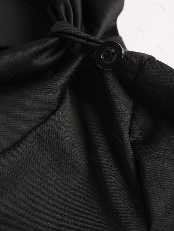 Robe à Capuche Asymétrique Ceinturée Manches Longues à Col Bénitier - Noir XXL | US 14