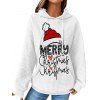 Sweat à Capuche Joyeux Noël Texturé Motif avec Poche Kangourou à Cordon - Blanc XXL | US 14