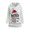 Sweat à Capuche Joyeux Noël Texturé Motif avec Poche Kangourou à Cordon - Blanc M | US 6