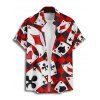 Checkerboard Playing Card Allover Print V Neck A Line Dress And Short Sleeve Button Up Shirt Outfit - Rouge S | US 4