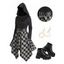 Plaid Panel Belted Cowl Neck Asymmetric Hooded Dress And Platform Sole Martin Boots Hollow Out Drop Earrings Outfit - Noir S | US 4