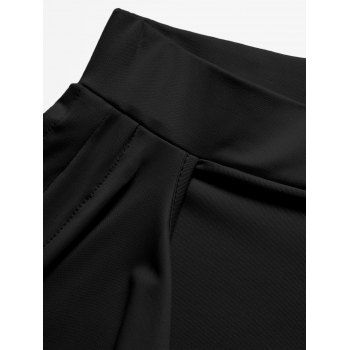 High Slit Flare Pants Celestial Sun Moon Cinched Elastic Waist Long Pants 