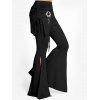 Pantalon Lâche Long Fendu Lune Etoile Soleil à Taille Elastique - Noir XL