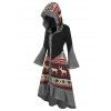 Elk Snowflake Tribal Pattern Knit Flocking Liner Hooded Dress and Zip Up Chunky Heel Punk Boots Life Tree Drop Earrings Outfit - Noir S | US 4