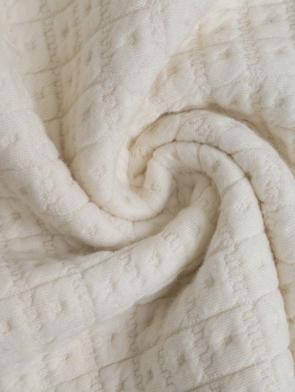 Sweat-shirt Décontracté Texturé à Demi-bouton Manches Raglan en Couleur Unie à Col Relevé - Beige XL | US 10