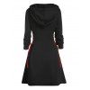 Robe Courte Noël à Capuche à Lacets à Manches Longues - Noir XXL | US 14