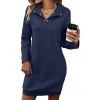 Mini Robe Droite Texturée en Couleur Unie à Manches Raglan - Bleu de Minuit XL | US 10