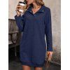 Mini Robe Droite Texturée en Couleur Unie à Manches Raglan - Bleu de Minuit L | US 8