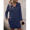 Mini Robe Droite Texturée en Couleur Unie à Manches Raglan - Bleu de Minuit XL | US 10