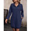 Mini Robe Droite Texturée en Couleur Unie à Manches Raglan - Bleu de Minuit XL | US 10