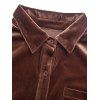 Chemise Boutonnée à Goutte Epaule à Manches Longues en Velours avec Poche - Café profond S | US 4