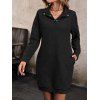 Mini Robe Droite Texturée en Couleur Unie à Manches Raglan - Noir XL | US 10