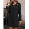 Mini Robe Droite Texturée en Couleur Unie à Manches Raglan - Noir M | US 6