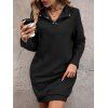 Mini Robe Droite Texturée en Couleur Unie à Manches Raglan - Noir M | US 6