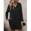 Mini Robe Droite Texturée en Couleur Unie à Manches Raglan - Noir XL | US 10