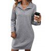 Mini Robe Droite Texturée en Couleur Unie à Manches Raglan - Gris Foncé XL | US 10