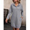 Mini Robe Droite Texturée en Couleur Unie à Manches Raglan - Gris Foncé XL | US 10