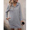 Mini Robe Droite Texturée en Couleur Unie à Manches Raglan - Gris Foncé XL | US 10