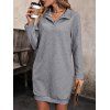 Mini Robe Droite Texturée en Couleur Unie à Manches Raglan - Gris Foncé XL | US 10