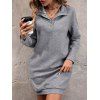 Mini Robe Droite Texturée en Couleur Unie à Manches Raglan - Gris Foncé XL | US 10